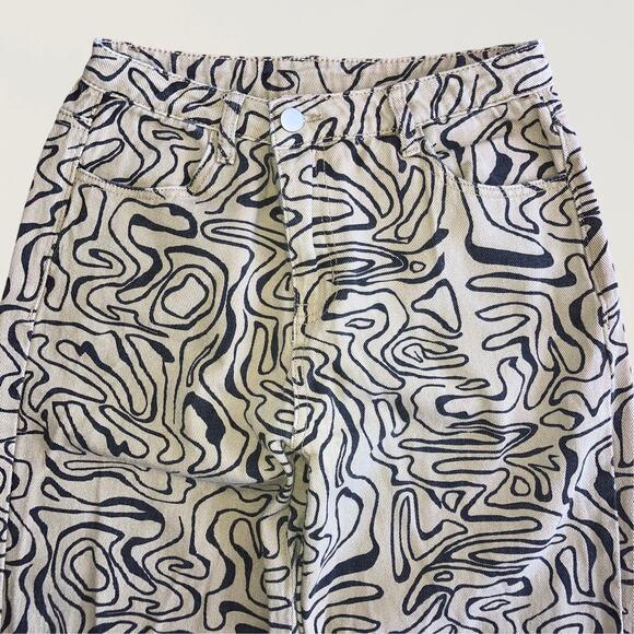 Tan abstract swirl high rise wide leg jeans Bailey Rose indie boho chic Y2K - Picture 3 of 6